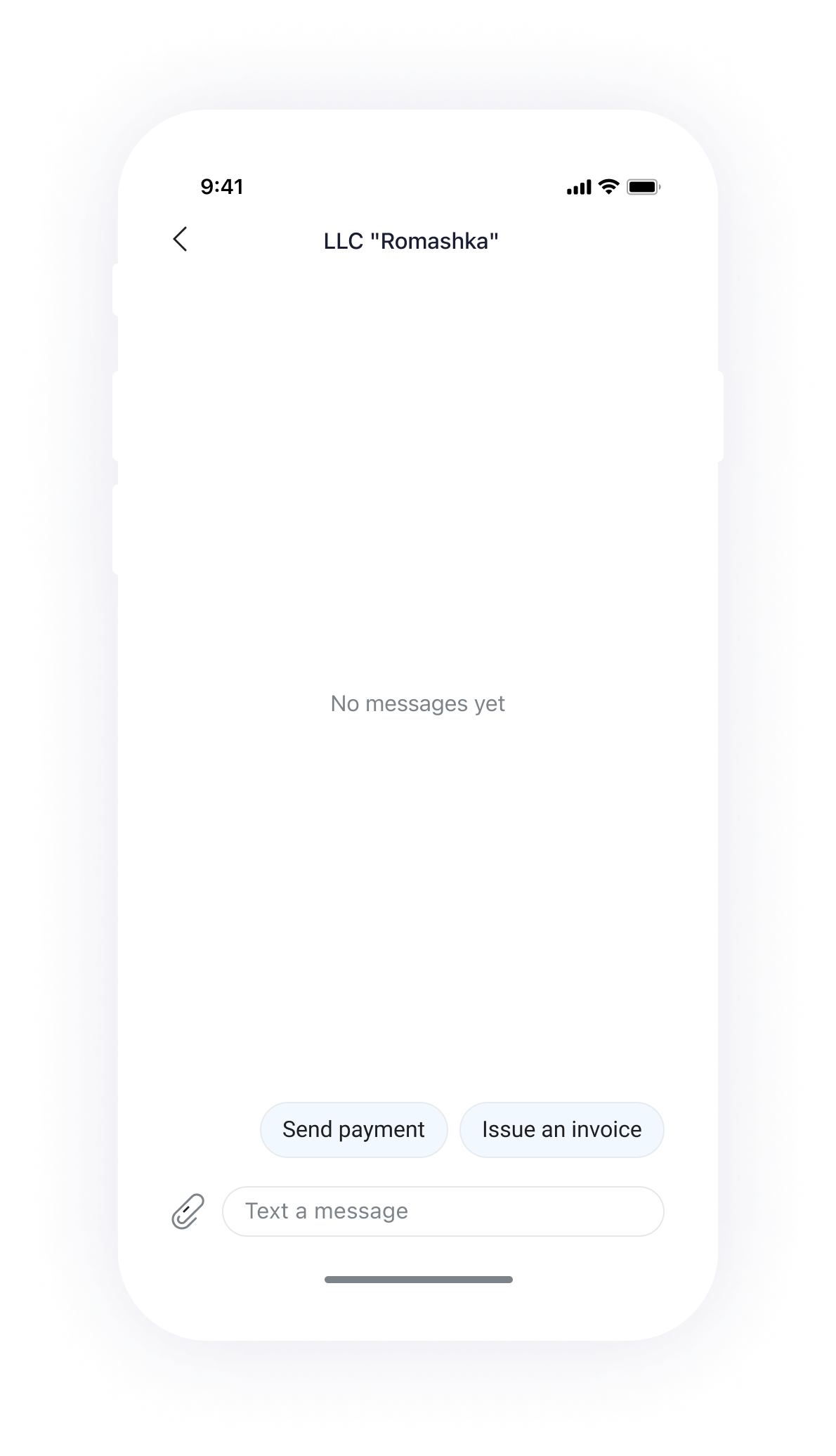 Empty counterparty conversation with document shortcuts